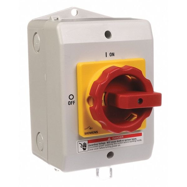 Interruptor de seguridad no fusible Siemens, de servicio pesado, 600V AC, 3PST, 16 A, NEMA 1, 12K, 4X - 3LD20641GP530US2