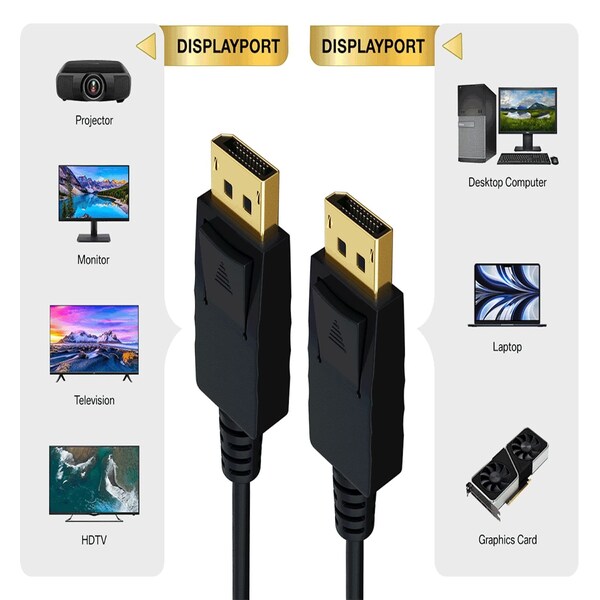 Sanoxy 10ft Gold Plated Premium DisplayPort to DisplayPort Male to Male Cable W/ Latches 28AWG - SNX-CBL-LDR-DP101-1110