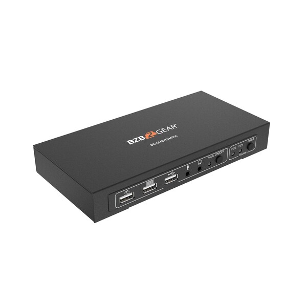 Bzbgear 2x1 4K UHD KVM Switcher with USB2.0 Ports for Peripherals and Audio Support - BG-UHD-KVM21A