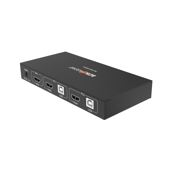 Bzbgear 2x1 4K UHD KVM Switcher with USB2.0 Ports for Peripherals and Audio Support - BG-UHD-KVM21A
