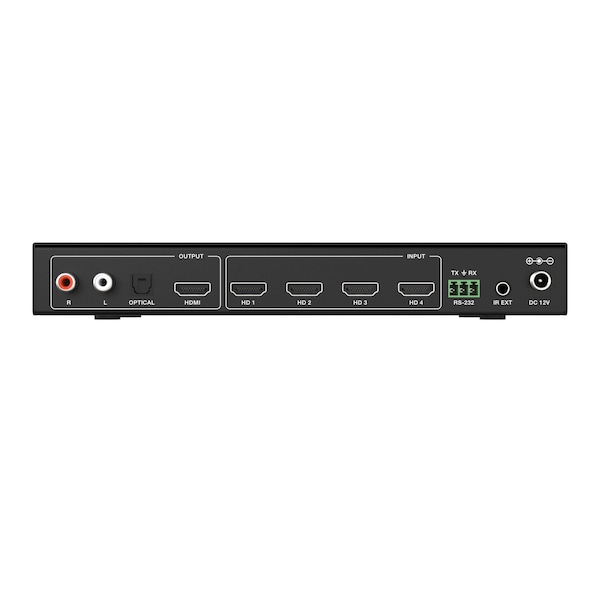 Bzbgear 4x1 4K UHD HDMI Seamless Switcher Quad MultiViewer with Audio De-embedder - BG-UHD-MVS41A