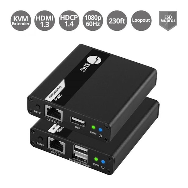 Betterbattery 70 m HDMI USB KVM Over Cat6 Extender Brown Box, Black - BE3358717
