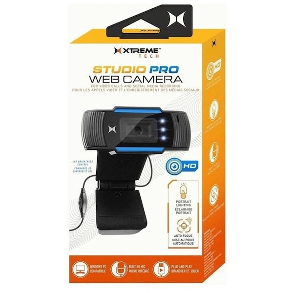 Xtreme HD Studio Pro Web Camera streams and records video in crisp 720P HD resolution w/3 bright LED light - XCA21007BLK