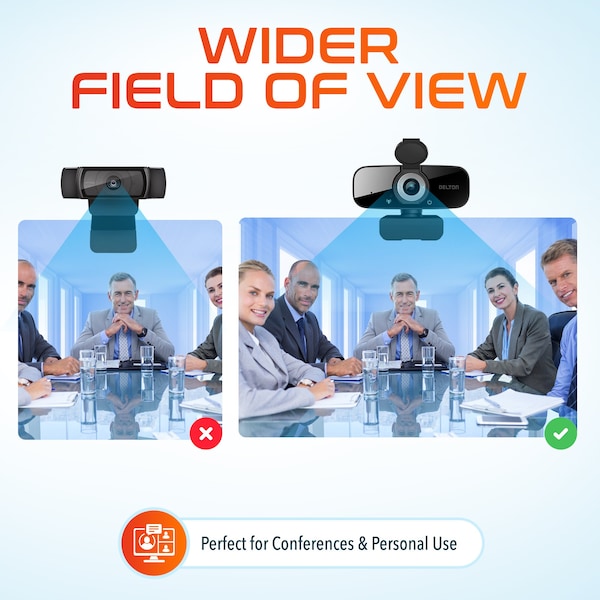 Delton C24 Webcam HD1080p With Mic, Portable Tripod & Privacy Cover For Conferencing and Video Calling - DCAM24BK