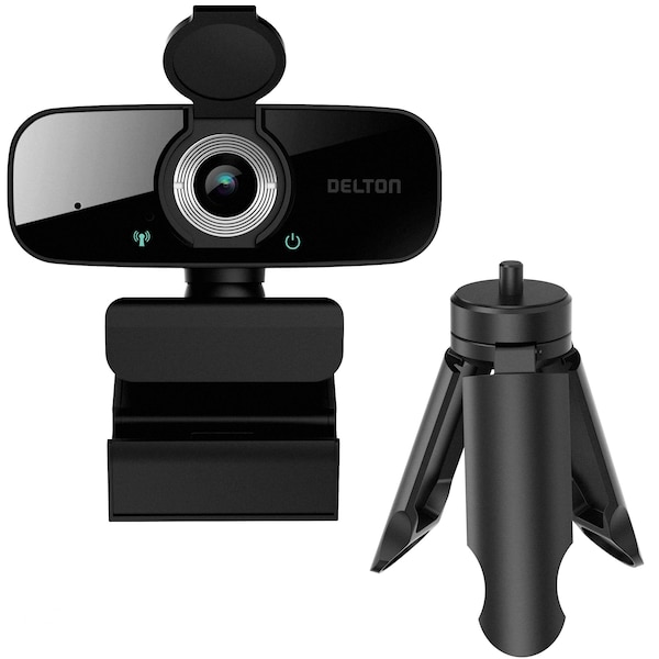 Delton C24 Webcam HD1080p With Mic, Portable Tripod & Privacy Cover For Conferencing and Video Calling - DCAM24BK