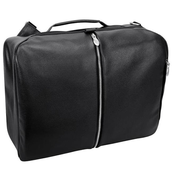 Mckleinusa McKlein USA 18875 17 in. U Series East Side Leather 2-in-1 Laptop & Tablet Convertible Travel Backpack & Cross-Body; Black - 18875
