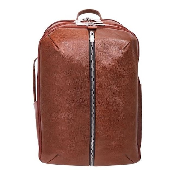 Mckleinusa McKlein USA 18894 17 in. U Series Englewood Leather Triple Compartment Carry-All Laptop & Tablet Weekend Backpack; Brown - 18894