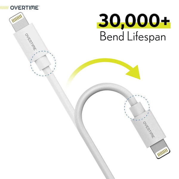 Overtime USBC to Lightning Charging Cable - Pack of 3 Phone Charging Cables - OTDCIPUSBTC6WHX3