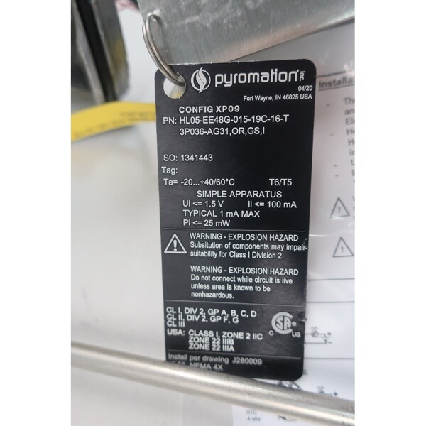 Termopar de 15 pulgadas y 1/4 de pulgada - HL05-EE48G-015-19C-16T3P036-AG31,OR,GS,I