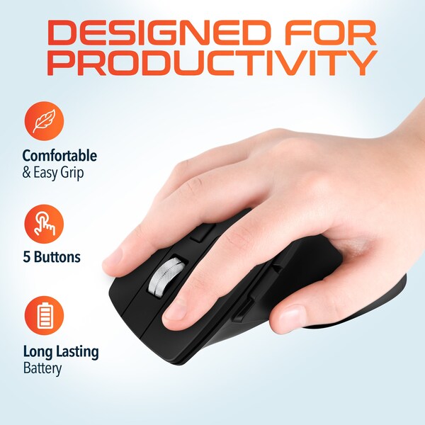 Delton Ergonomic Wireless Battery Keyboard for PC Laptop Office Remote Work - DKMKITERG18-WB