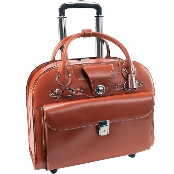Mckleinusa McKlein 96314 15.6 in. Edgebrook Leather Wheeled Ladies Laptop Case; Brown - 17 x 6 x 13.5 in. - 96314