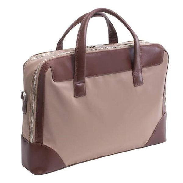 Mckleinusa McKlein USA 18564 17 in. N Series Harpswell Nylon Dual Compartment Laptop Briefcase - Khaki - 18564