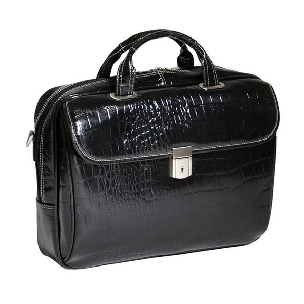 Siamod McKlein 35525 Settembre Black Leather Medium Ladies Laptop Brief - 35525