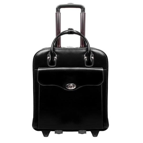 Mckleinusa McKlein USA 97035 15 in. W Series Melrose Leather Vertical Wheeled Ladies Laptop Briefcase - Black - 97035