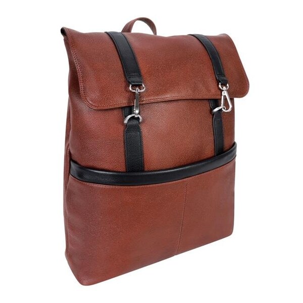 Mckleinusa McKlein USA 18470 17 in. U Series Element Leather Two-Tone Flap-Over Laptop & Tablet Backpack; Brown - 18470
