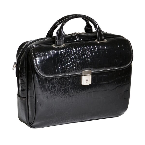 A1 Luggage Settembre Black Leather Medium Ladies Laptop Brief - A1125170
