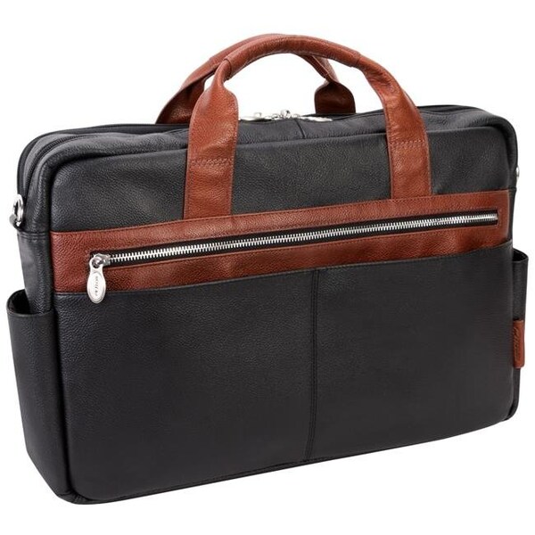 Mckleinusa McKlein USA 19102 17 in. U Series Southport Leather Two-Tone Dual-Compartment Laptop & Tablet Briefcase; Black - 19102