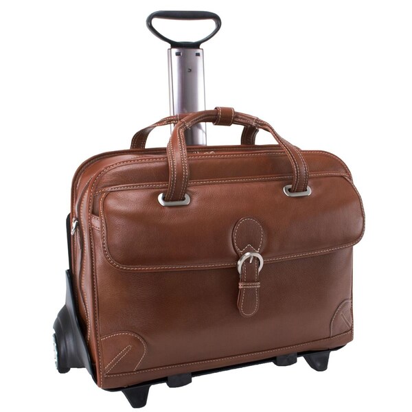 Siamod McKlein Carugetto Cognac Leather Detachable Wheeled Laptop Case - 45294