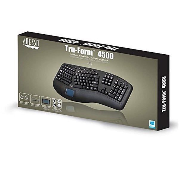 Adesso 2.4ghz Wireless Tru-form Media 3D Ergonomic Touchpad Keyboard - AD83710