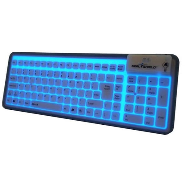 Sealshield SEAL GLOW SILICONE KEYBOARD - LED BACKLIT  DISHWASHER SAFE w/ protective - BLAC - SE478513