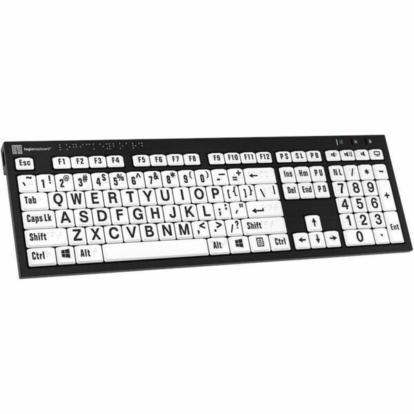 Logickeyboards BRAILLE/LARGE BLK ON WHT PC US - LKB-BRALPBW-BJPU-US