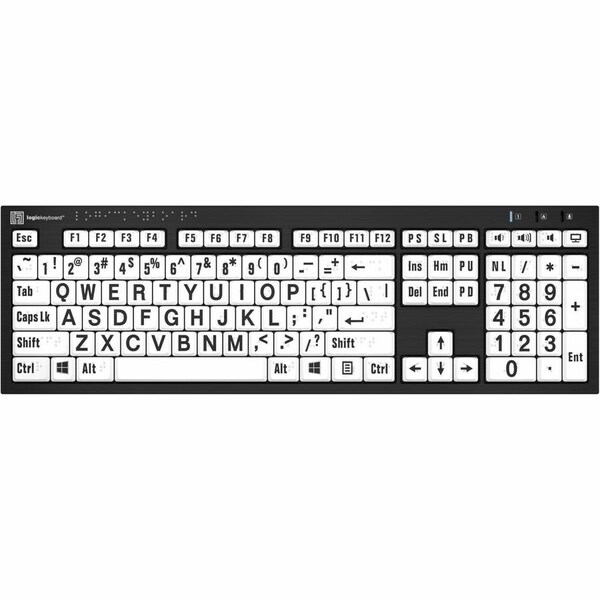Logickeyboards BRAILLE/LARGE BLK ON WHT PC US - LKB-BRALPBW-BJPU-US