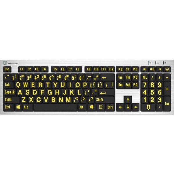 Logickeyboards XLPRINT PC SLIM LINE YLW ON BL - LKBU-LPRNTYB-AJPU-US