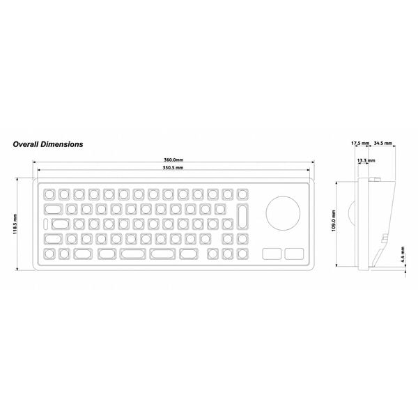 Storm Interface USB Keyboard with T-Ball, 63 Key, IP54, USB - 2200 KEYBOARD A