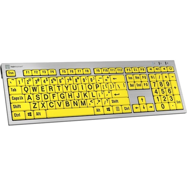 Logickeyboards XLPRINT PC SLIM LINE BLK ON YL - LKBU-LPRNTBY-AJPU-US