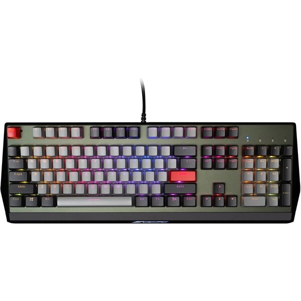 Visiontek KR1 Yes Gaming Keyboard, Cable Connectivity, USB Type A Interface, RGB LED, Black w/ Olive Aluminum - 901540