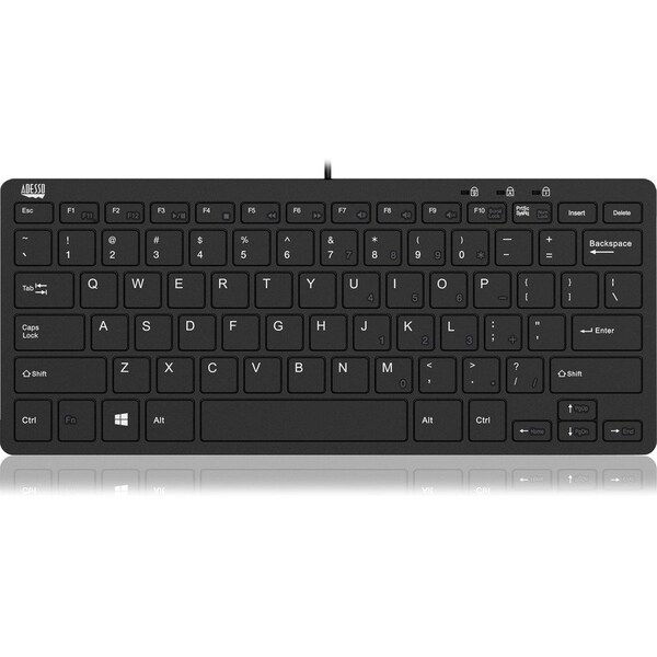 Adesso SLIMTOUCH 11.25 INCH WIDE MINI MULTIMEDIA KEYBOARD WITH 2 USB HUBS , SCISS - AKB-510HB