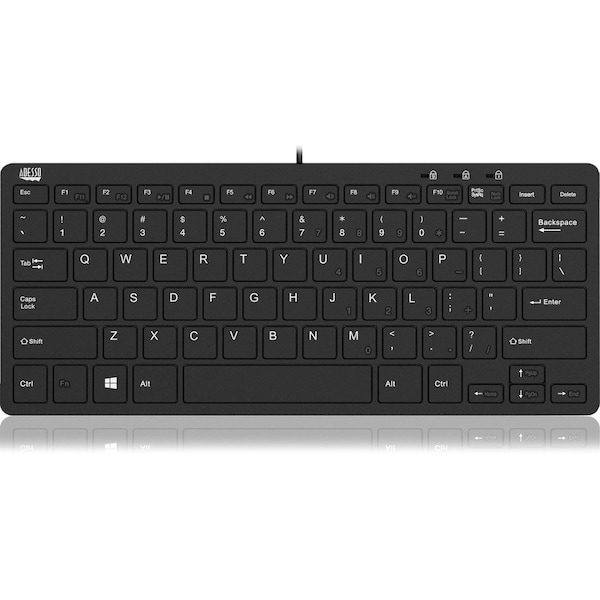 Adesso SLIMTOUCH 11.25 INCH WIDE MINI MULTIMEDIA KEYBOARD WITH 2 USB HUBS , SCISS - AKB-510HB