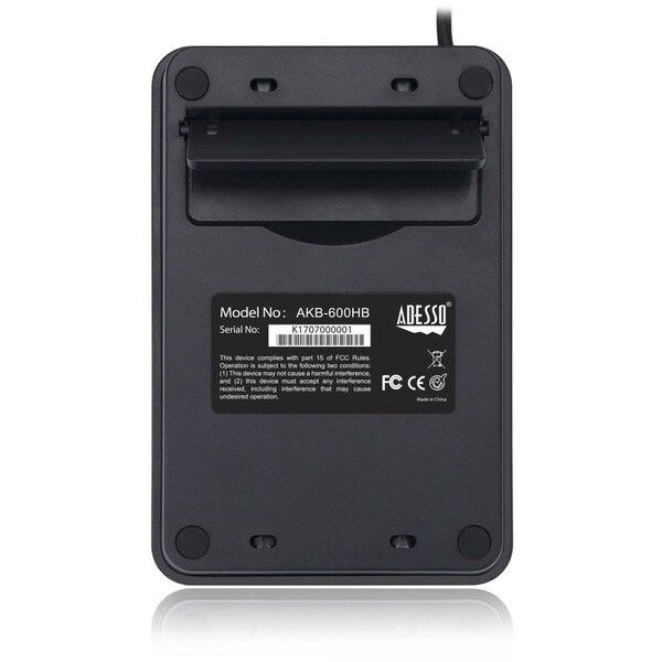 Adesso 19-KEY USB NUMERIC KEYPAD , BUILT-IN 3-PORT  USB HUBS , DURABLE  MECHNICAL - AKB-600HB