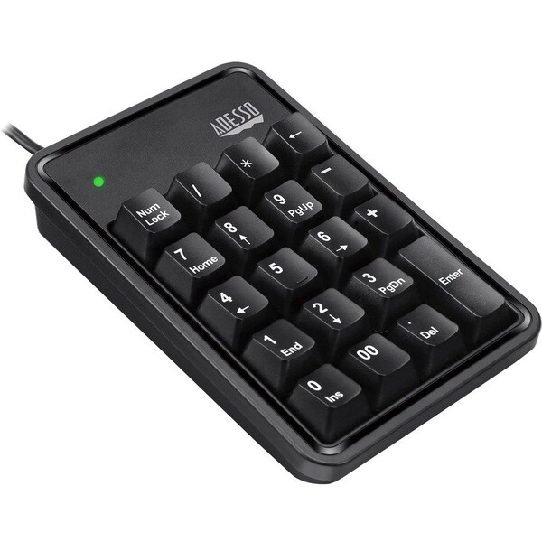 Adesso 19-KEY USB NUMERIC KEYPAD , BUILT-IN 3-PORT  USB HUBS , DURABLE  MECHNICAL - AKB-600HB