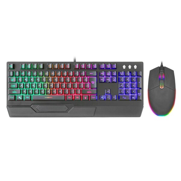 Cable Wholesale CableWholesale  Gaming RGB LED Light up USB Keyboard & Mouse Combo, 104 Keys, Black - CA54683