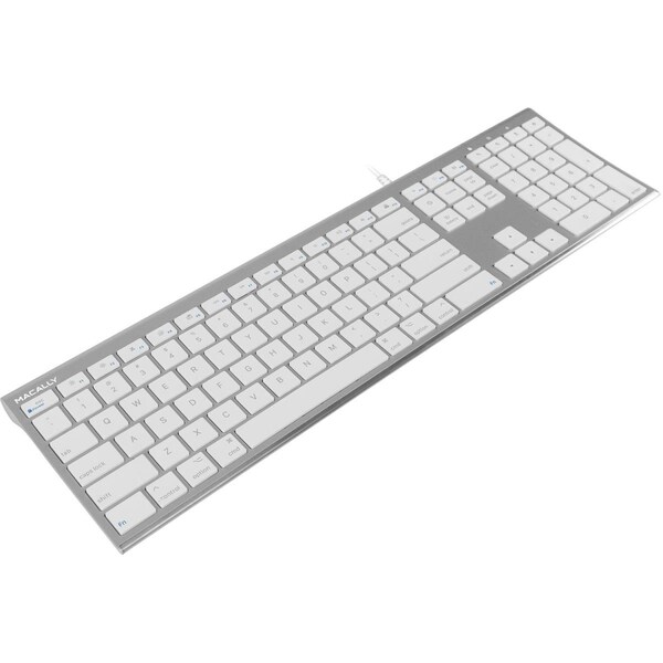 Macally 110 Key Brush Metal Ultra Slim Scissor USB Keyboard - Aluminum - ACEKEYA