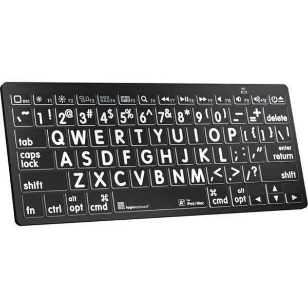 Logickeyboards XLPRINT BLUETOOTH WHT ON BLK U - LKBU-LPWB-BTON-US