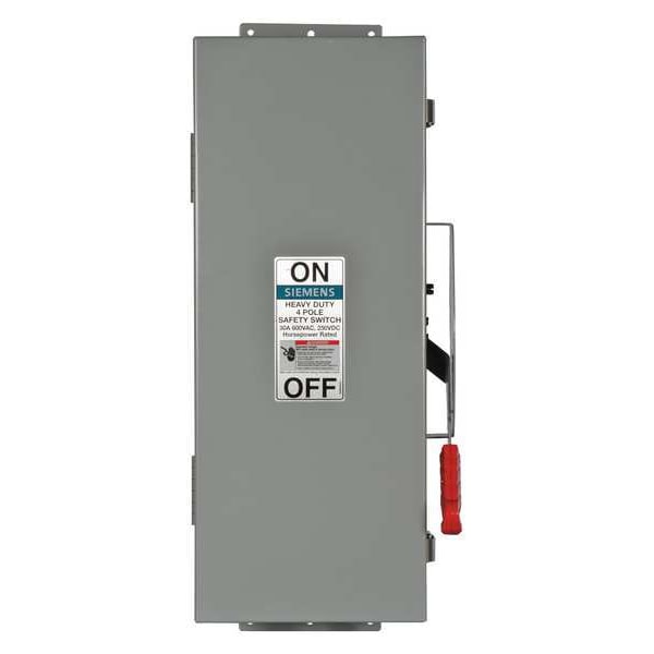 Interruptor de Seguridad No Fusible Siemens, de Uso Pesado, 600V AC, 4PST, 60 A, NEMA 12 - HNF462J