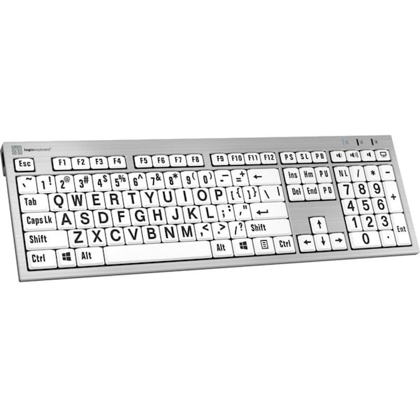 Logickeyboards XLPRINT PC SLIM LINE BLK ON WH - LKBU-LPRNTBW-AJPU-US