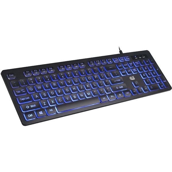 Adesso 2X LARGE PRINT , ON AND OFF  ILLIMINATED BACKLIGHT USB KEYBOARD, INTERNE - AKB-139EB