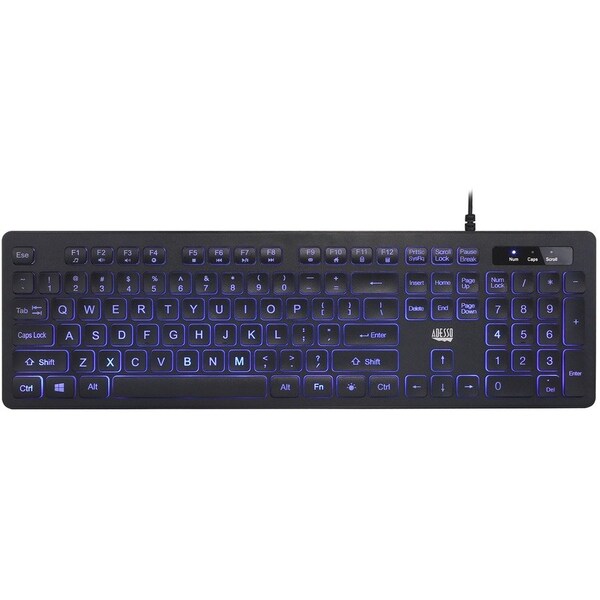 Adesso 2X LARGE PRINT , ON AND OFF  ILLIMINATED BACKLIGHT USB KEYBOARD, INTERNE - AKB-139EB