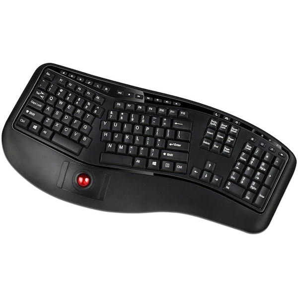 Adesso 2.4GHZ TRU-FORM WIRELESS MEDIA ERGONOMIC TRACKBALL KEYBOARD WITH 20 WINDO - WKB-3500UB