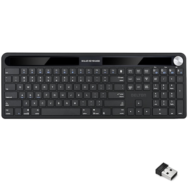 Delton KB90 Solar Keyboard for PC Laptop Travel Home Office Remote Work Anywhere - DKBSLR90