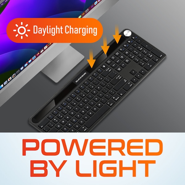 Delton KB90 Solar Keyboard for PC Laptop Travel Home Office Remote Work Anywhere - DKBSLR90