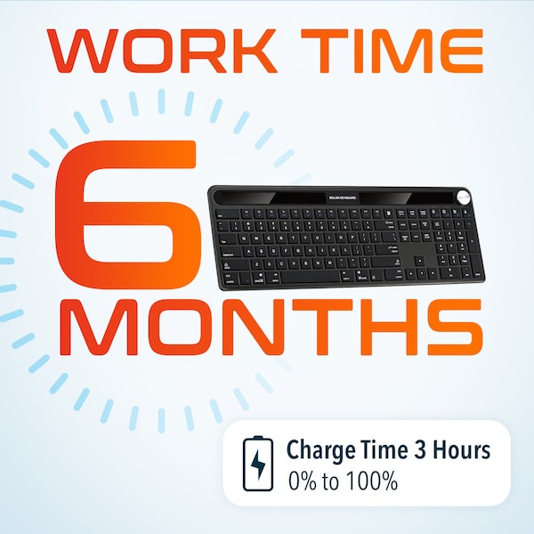 Delton KB90 Solar Keyboard for PC Laptop Travel Home Office Remote Work Anywhere - DKBSLR90