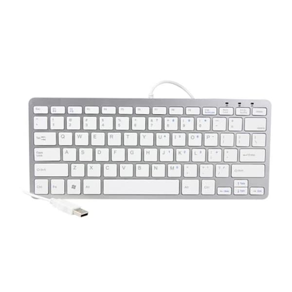 Ikkegol IKKEGOL 10085W Mini USB Slim Wired 78 Key Small Super Thin Compact Keyboard; Silver - 10085W