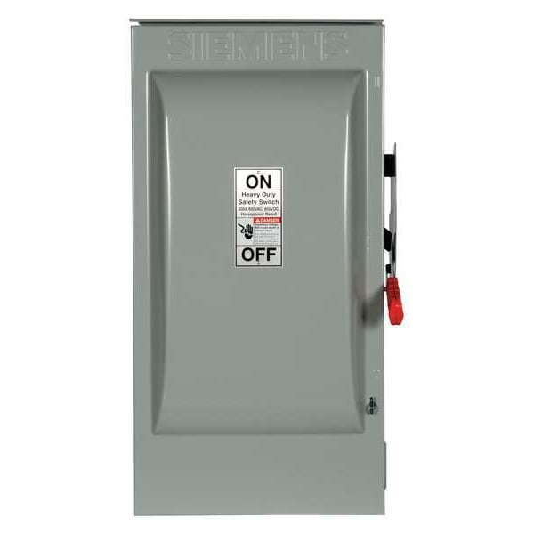 Interruptor de seguridad no fusible Siemens, de alta resistencia, 600V AC, 3PST, 200 A, NEMA 3R - HNF364R