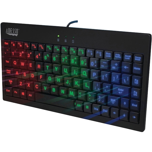 Adesso Publishing Adesso Slimtouch 110 - 3-Color Illuminated Mini Keyboard - AKB-110EB