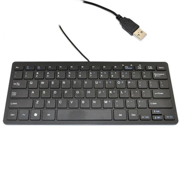 Ikkegol IKKEGOL 10085B Mini USB Slim Wired 78 Key Small Super Thin Compact Keyboard; Black - 10085B