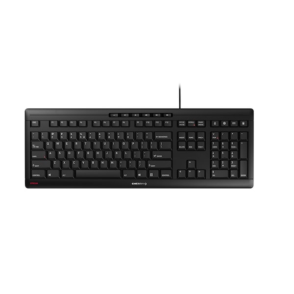Cherry Corded-Black, 18, Ultraslim, Us Intl 104 Layout W/ 10 Additional - JK-8500EU-2